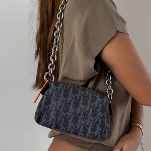 NEW Christian Dior Denim Flight Trotter Monogram Pochette